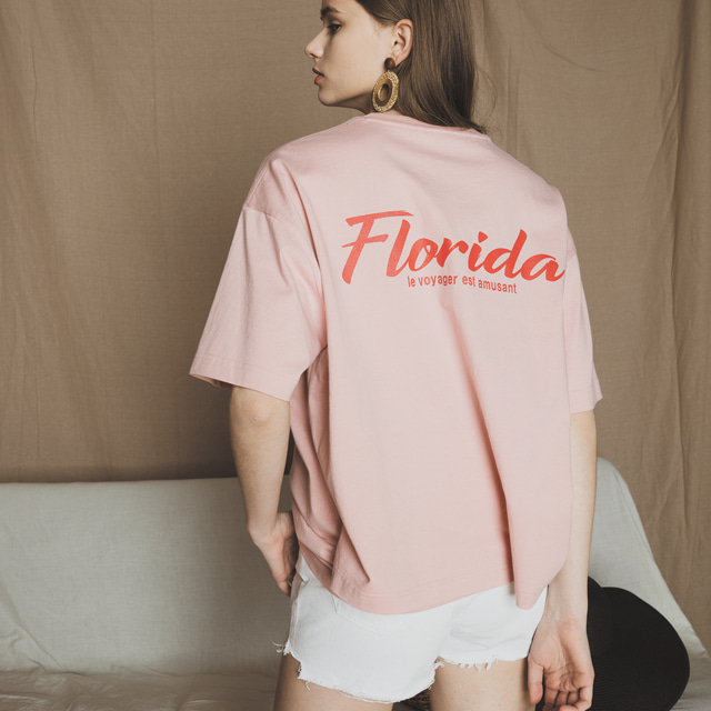 플로리다 티셔츠 핑크, FLORIDA T-SHIRT_PK, 라운드티셔츠,반팔티셔츠,플로리다티셔츠,핑크티셔츠