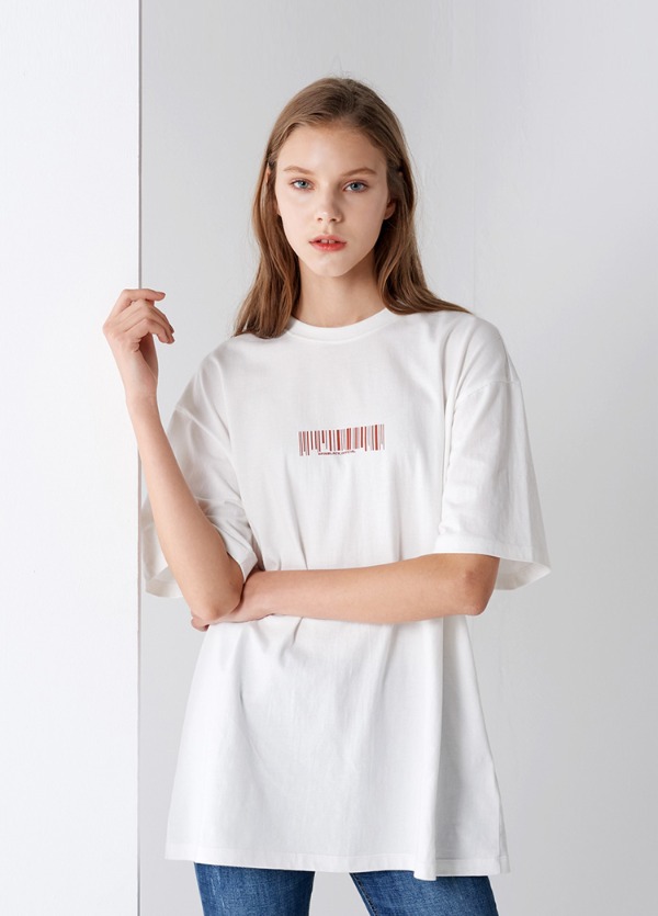 바코드 시그니쳐 티셔츠 화이트 BAR-CODE SIGNATURE T-SHIRTS WHITE PINBLACK