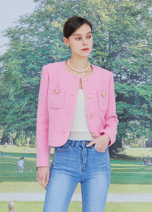 classic tweed jacket pink 클래식 트위드 자켓 핑크