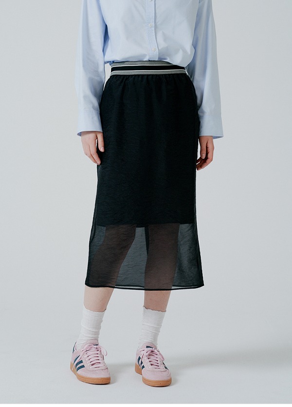 레이어드 슬릿 미디 스커트 Layered Slit Midi Skirt
